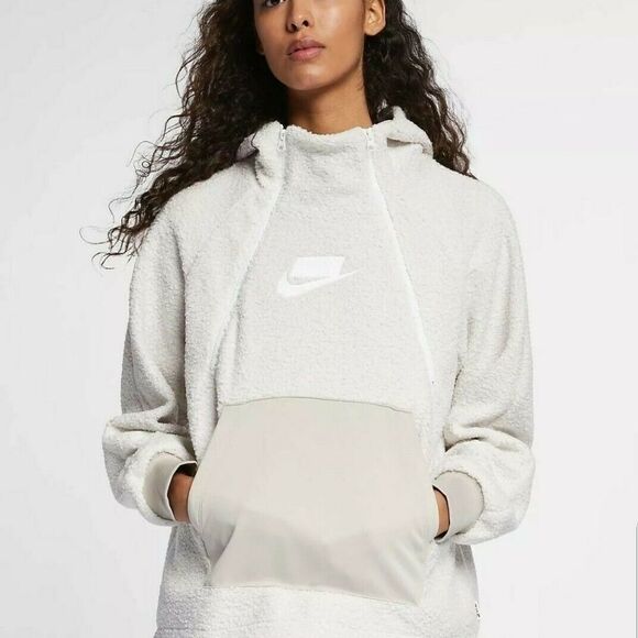 Nike Sherpa double zip Pullover Hoodie Jacket Size XS - Picture 1 of 10
